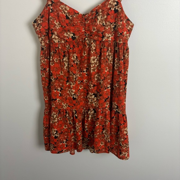 Free People Pattern Play Linen Blend Mini Dress Red Floral Size Medium - Picture 5 of 9